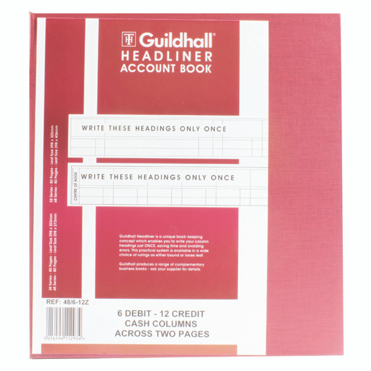 GH48612 Exacompta Guildhall Headliner Book 80 Pages 298x273mm 48 6-12 1293