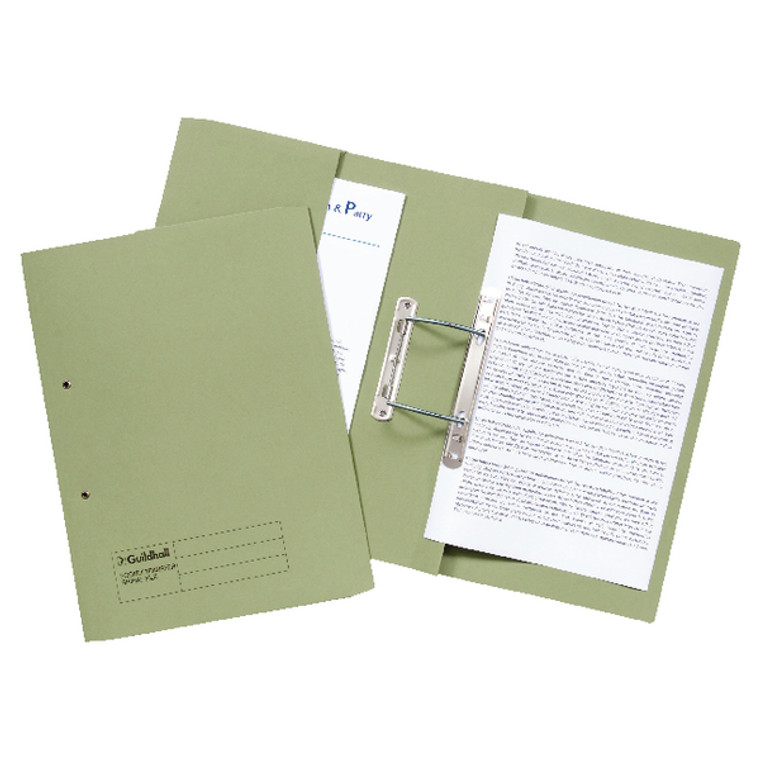 GH23035 Exacompta Guildhall Heavyweight Transfer Spiral Pocket File 420gsm FC Green Pack 25 211 6002