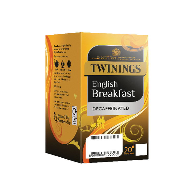 TQ85337 Twinings English Breakfast Decaffeinated Envelope Tea Bag Pk20x4 F12423