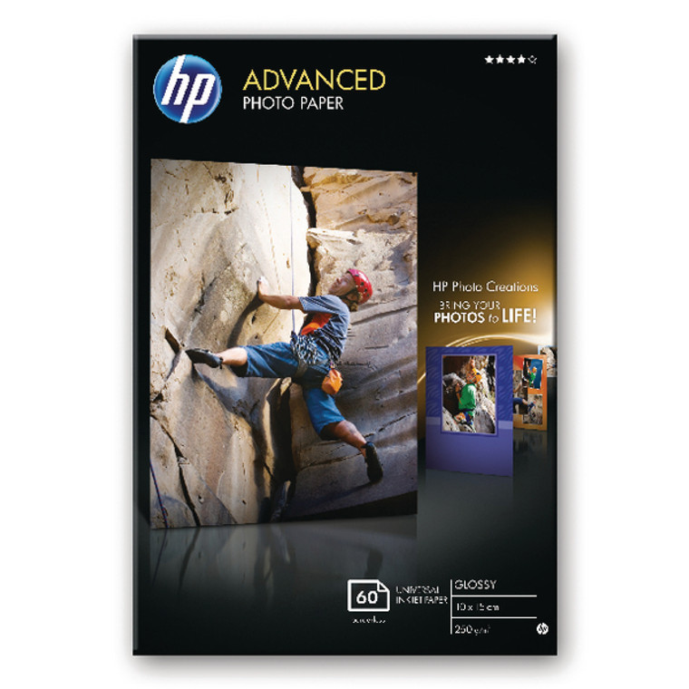 HPQ8691A HP Inkjet Advanced Photo Paper 10x15cm 250gsm Glossy Pack 25 Q8691A