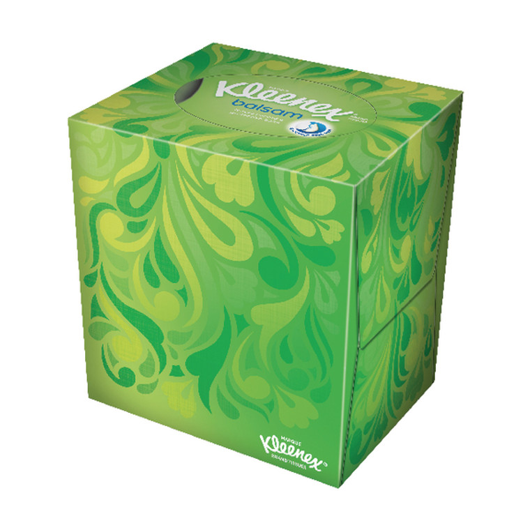 KC03377 Kleenex Balsam Facial Tissues Cube 56 Sheets Pack 12 8825