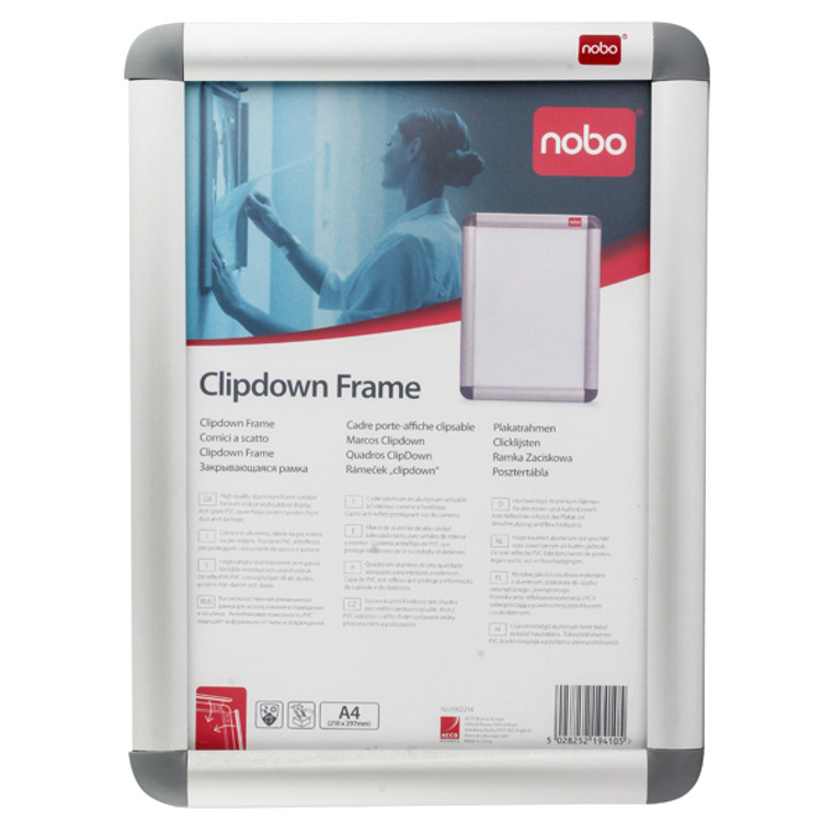 NB19410 Nobo Aluminium Clip Frame A4 Silver 1902214