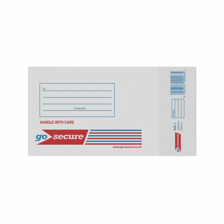 KF71447 GoSecure Bubble Lined Envelope Size 1 100x165mm White Pack 100 KF71447