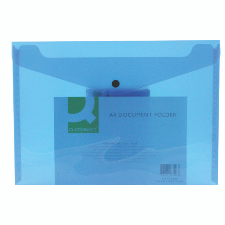 KF03596 Q-Connect Polypropylene Document Folder A4 Blue Pack 12 KF03596