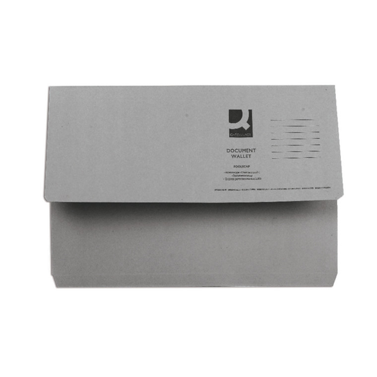 KF23013 Q-Connect Document Wallet Foolscap Grey Pack 50 KF23013