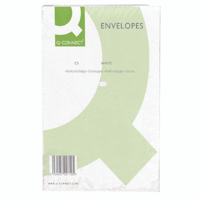 KF03289 Q-Connect C5 Envelopes Pocket Peel Seal 100gsm White Pack 500 KF03289