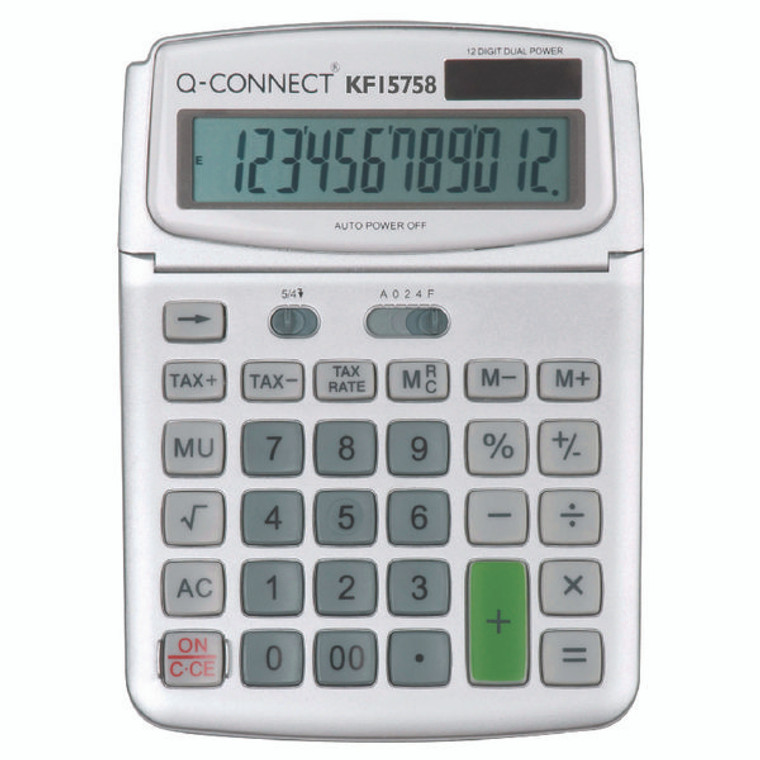KF15758 Q-Connect Large Table Top 12 Digit Calculator Grey KF15758