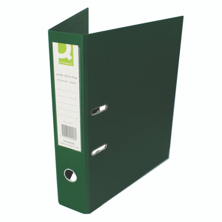 KF20028 Q-Connect 70mm Lever Arch File Polypropylene Foolscap Green Pack 10 KF20028