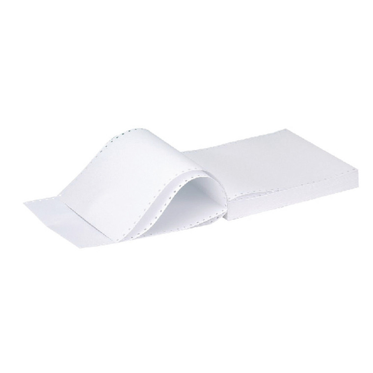 KF50032 Q-Connect 11x9 5 Inches 2-Part Long Perforated Plain Listing Paper 60gsm NCR White 1000 Sheets C2NPP