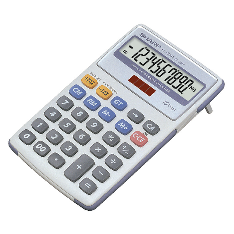 SH02272 Sharp White Grey 10-Digit Semi-Desktop Calculator EL334FB