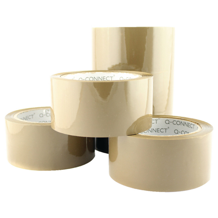 KF04381 Q-Connect Low Noise Polypropylene Packaging Tape 50mmx66m Brown Pack 6 KF04381