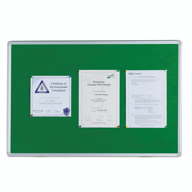 KF26064 Q-Connect Aluminium Frame Felt Noticeboard 1200x900mm Green 54034204