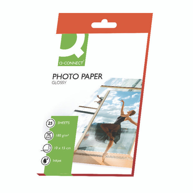 KF01905 Q-Connect Inkjet Photo Paper 10x15cm 180gsm Glossy Pack 25 KF01905