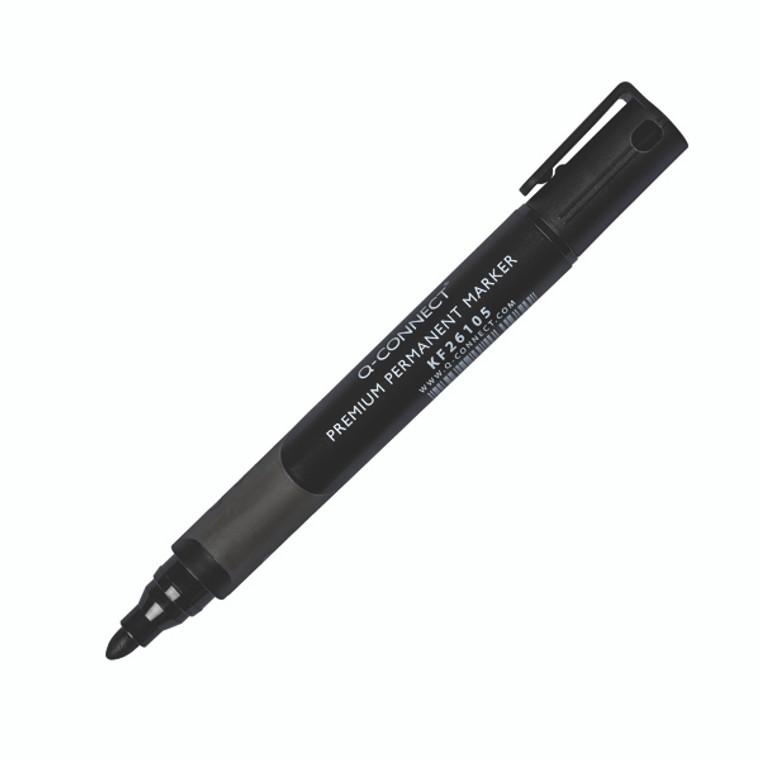 KF26105 Q-Connect Premium Permanent Marker Pen Bullet Tip Black Pack 10 KF26105
