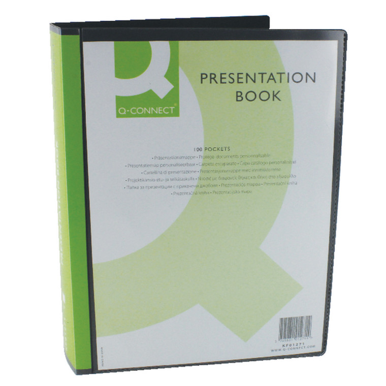 KF01271 Q-Connect Presentation Display Book 100 Pocket A4 Black KF01271