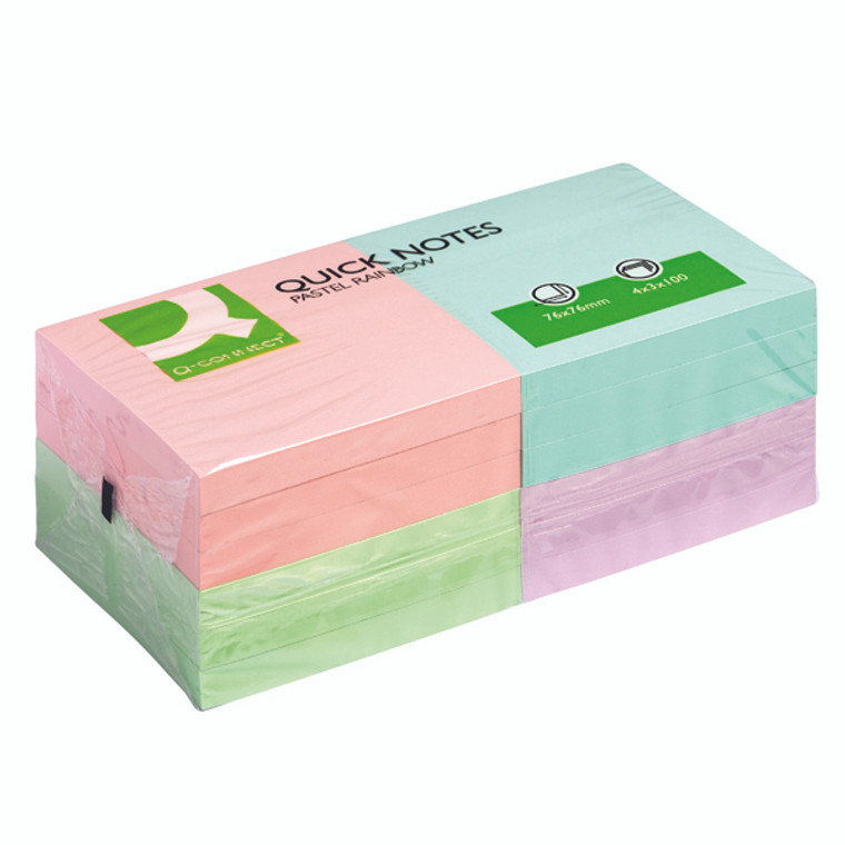 KF10509 Q-Connect Quick Notes 76 x 76mm Pastel Pack 12 KF10509