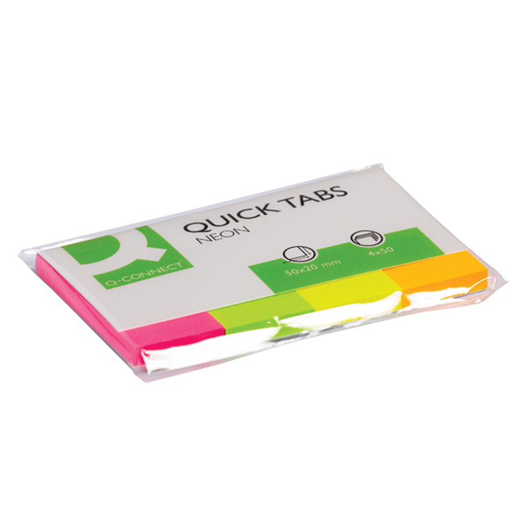 KF01226 Q-Connect Quick Tabs 20 x 50mm Neon Pack 200 KF01226