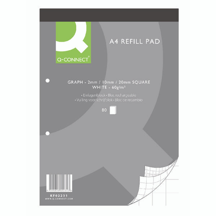 KF02231 Q-Connect A4 Graph Refill Pad 80 Sheet Pack 10 KF02231