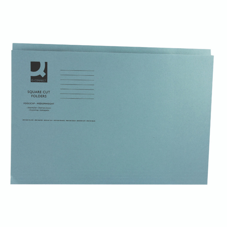 KF01191 Q-Connect Square Cut Folder Mediumweight 250gsm Foolscap Blue Pack 100 KF01191