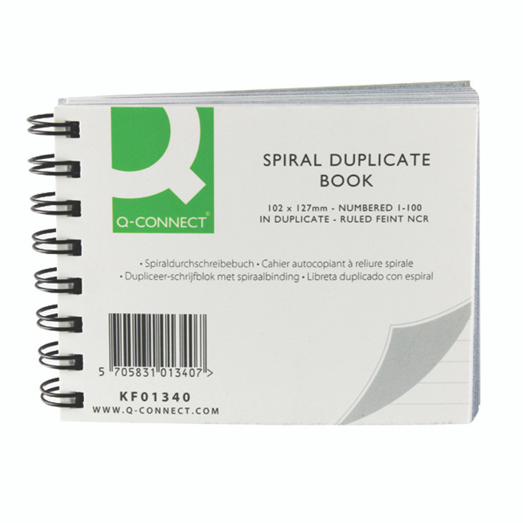 KF01340 Q-Connect Feint Ruled Wirebound Duplicate Book 102x127mm KF01340