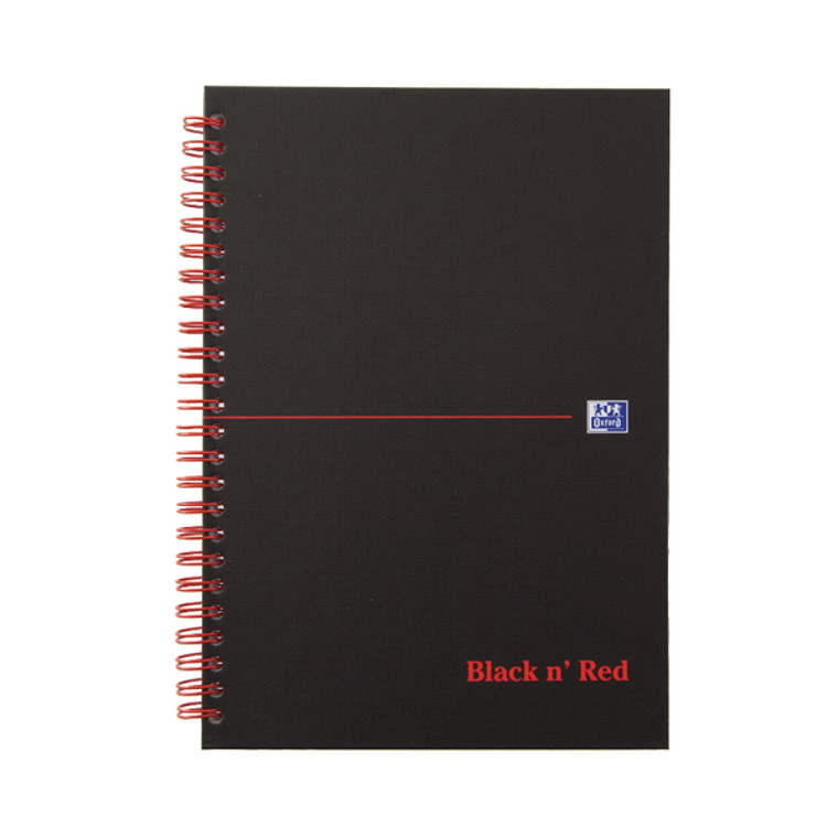 JDD96646 Black n Red Ruled Wirebound Hardback Notebook 140 Pages A5 Pack 5 846354906