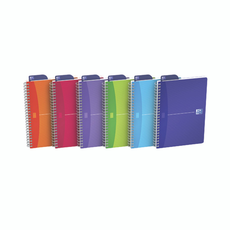 JD66628 Oxford Poly Translucent Wirebound Notebook A5 Assorted Pack 5 100104780