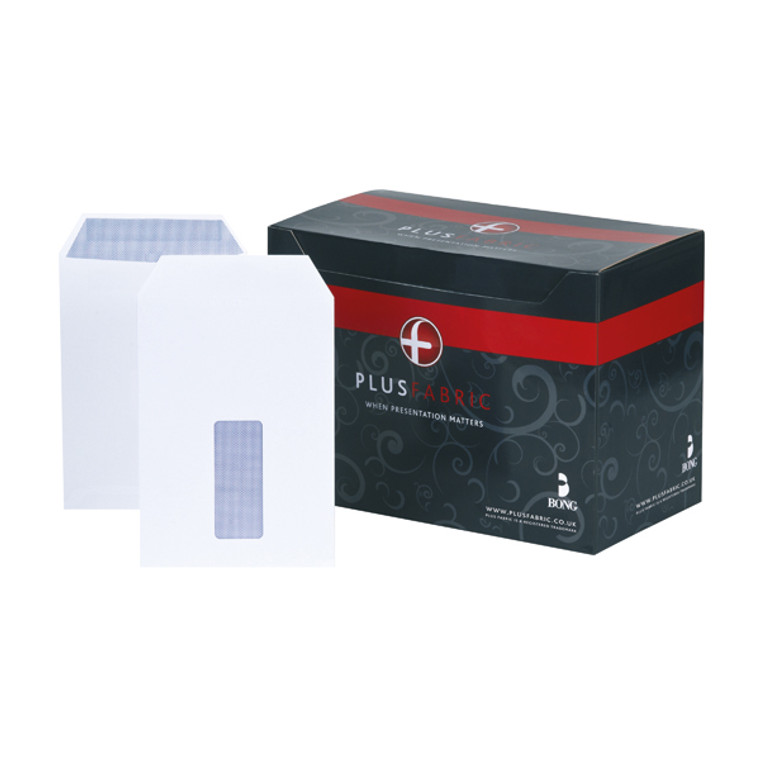 JDC26870 Plus Fabric C5 Envelopes Window Self Seal 120gsm White Pack 500 C26870