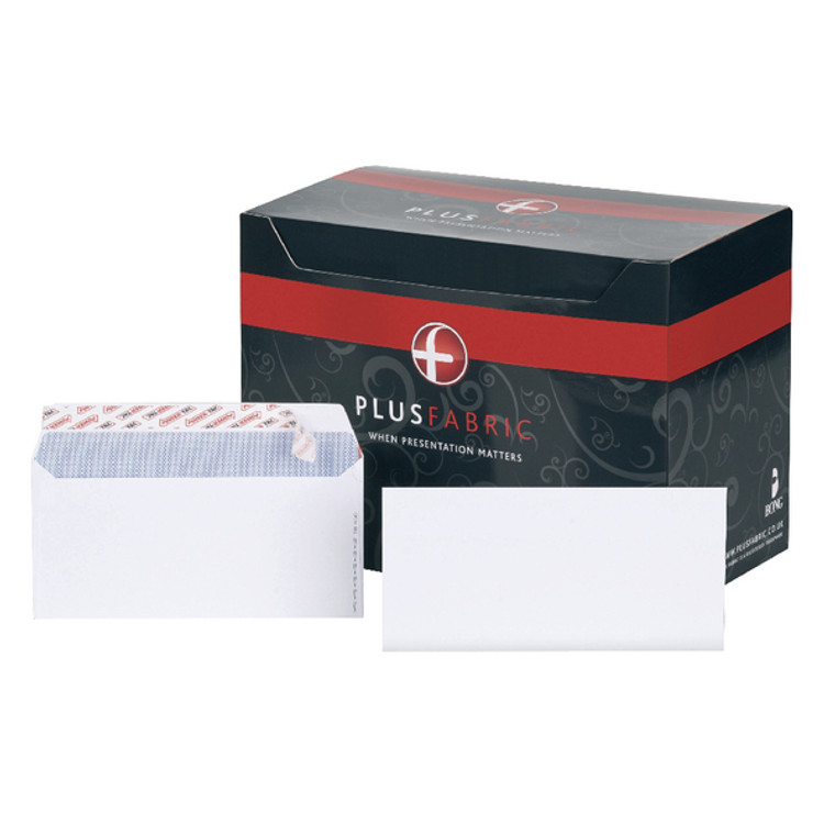 JDE27370 Plus Fabric DL Envelopes Wallet Peel Seal 120gsm White Pack 500 E27370