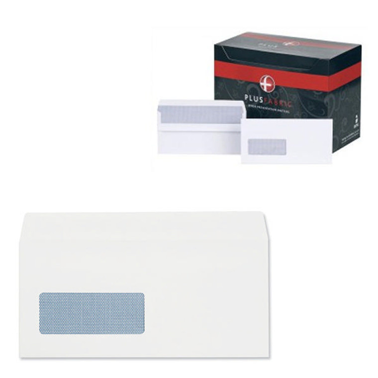 JDJ22370 Plus Fabric DL Envelopes Window Wallet Self Seal 120gsm White Pack 500 J22370