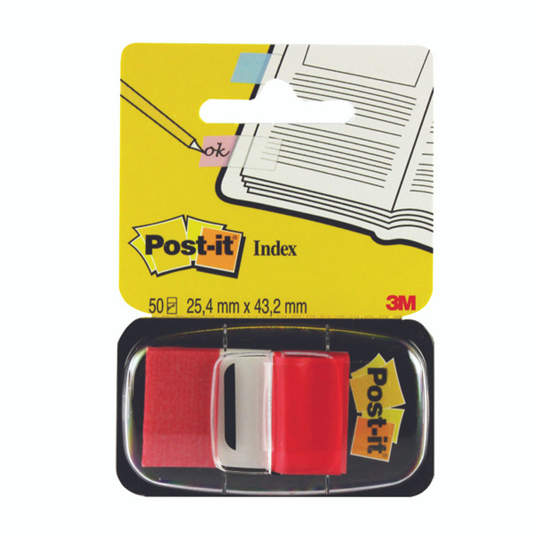 3M06260 Post-it Index Tabs 25mm Red Includes Post-It index dispenser Pack 600 680-1