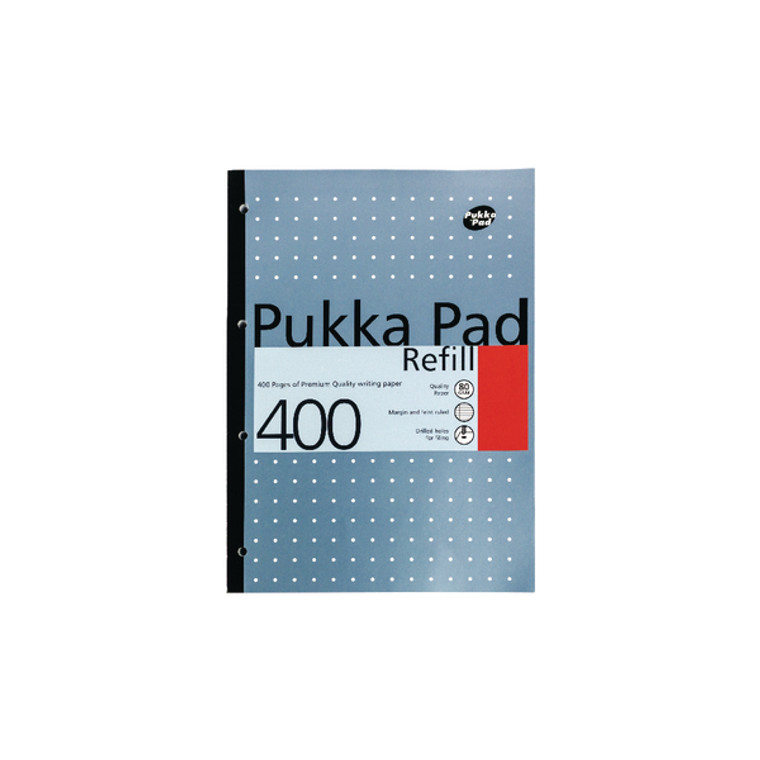 PP01380 Pukka Pad Ruled Metallic Four-Hole Refill Pad Side Bound 400 Pages A4 Pack 5 REF400