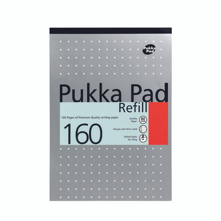 PP00161 Pukka Pad Ruled Metallic Four-Hole Refill Pad Top Bound 160 Pages A4 Pack 6 80 1