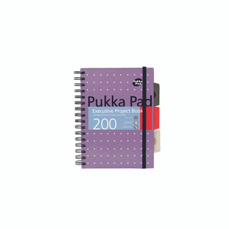 PP16336 Pukka Pad Executive Ruled Wirebound Project Book A5 Pack 3 6336-MET