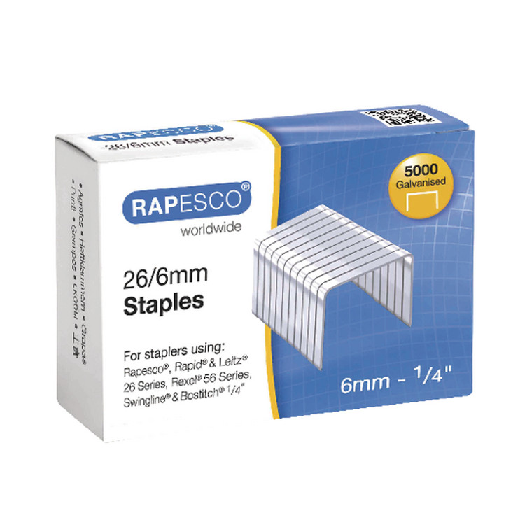 HTST116 Rapesco 26 6mm Staples Pack 5000 S11662Z3