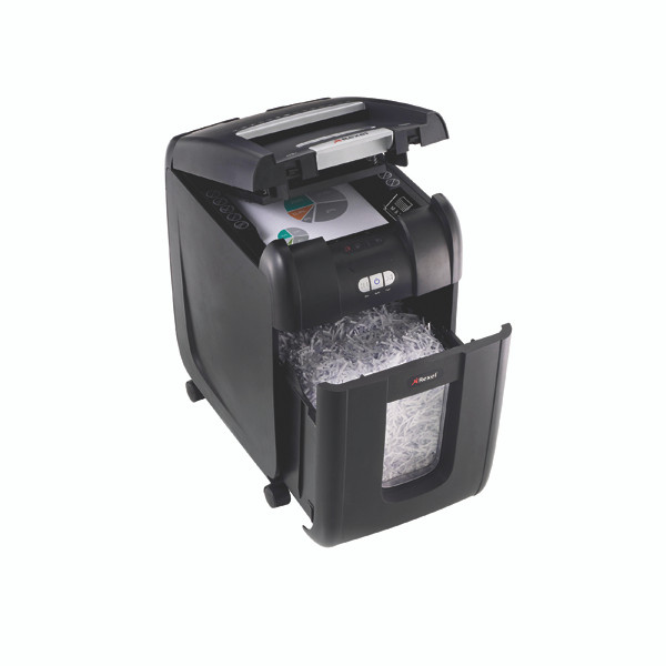 RM33949 Rexel Auto 200X Cross Cut Shredder Black Shreds up 200 sheets 80gsm paper 2103175