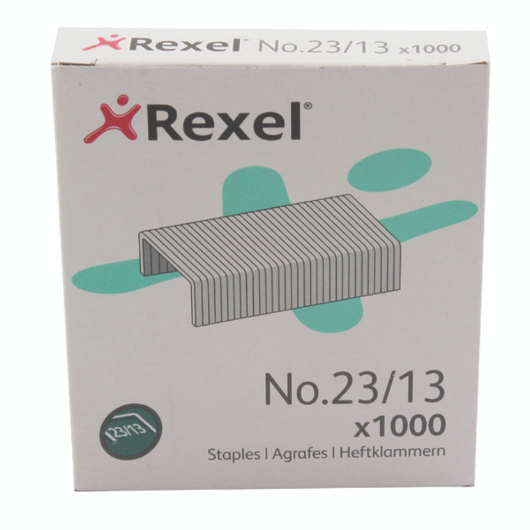 RX13522 Rexel No 23 13mm Staples Capacity 90 sheets 80gsm paper Pack 1000 2101053