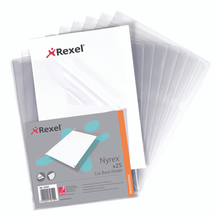 RX12121 Rexel Nyrex Cut Back Folder A4 Clear Pack 25 GFA4 12121