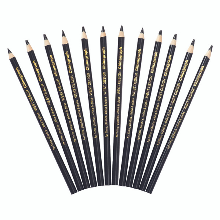 RSCHBK West Design Chinagraph Marking Pencil Black Pack 12 RS525653