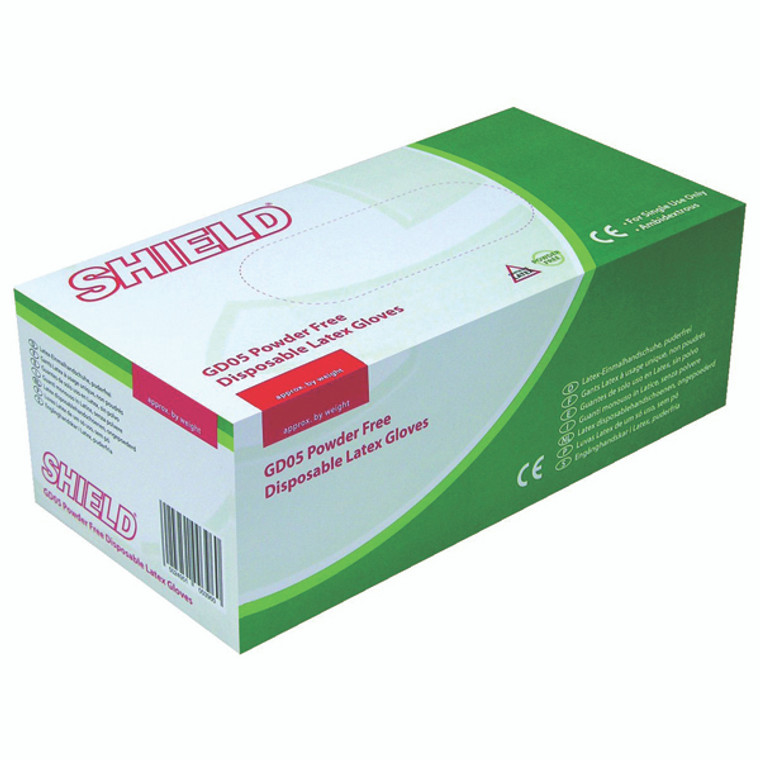 HEA00400 Shield Powder-Free Natural Large Latex Gloves Pack 100 GD05