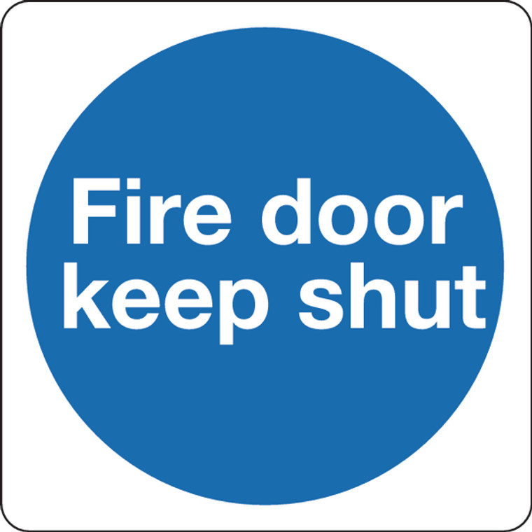 SR71242 Safety Sign Fire Door Keep Shut 100x100mm Self-Adhesive Pack 5 KM14AS