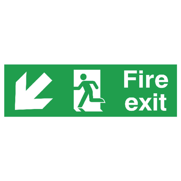 SR11135 Safety Sign Fire Exit Running Man Arrow Down Left 150x450mm PVC FX04011R