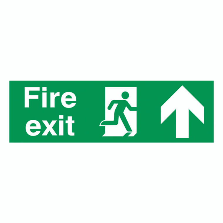 SR11130 Safety Sign Fire Exit Running Man Arrow Up 150x450mm PVC FX04711R