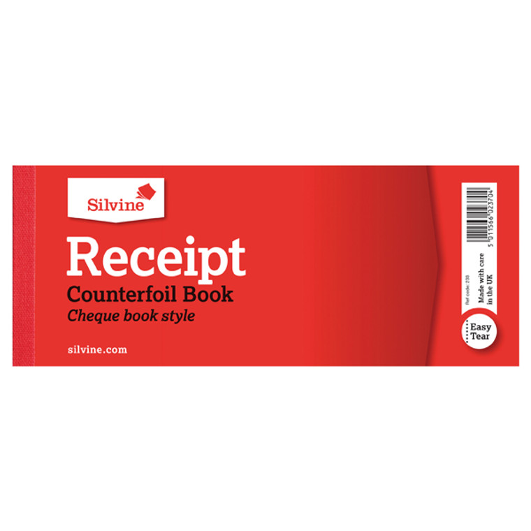 SV42370 Silvine Receipt Book with Counterfoil 80x202mm Pack 36 233