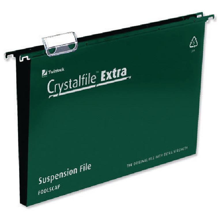 TW70631 Rexel Crystalfile Extra 30mm Suspension File Green Pack 25 70631