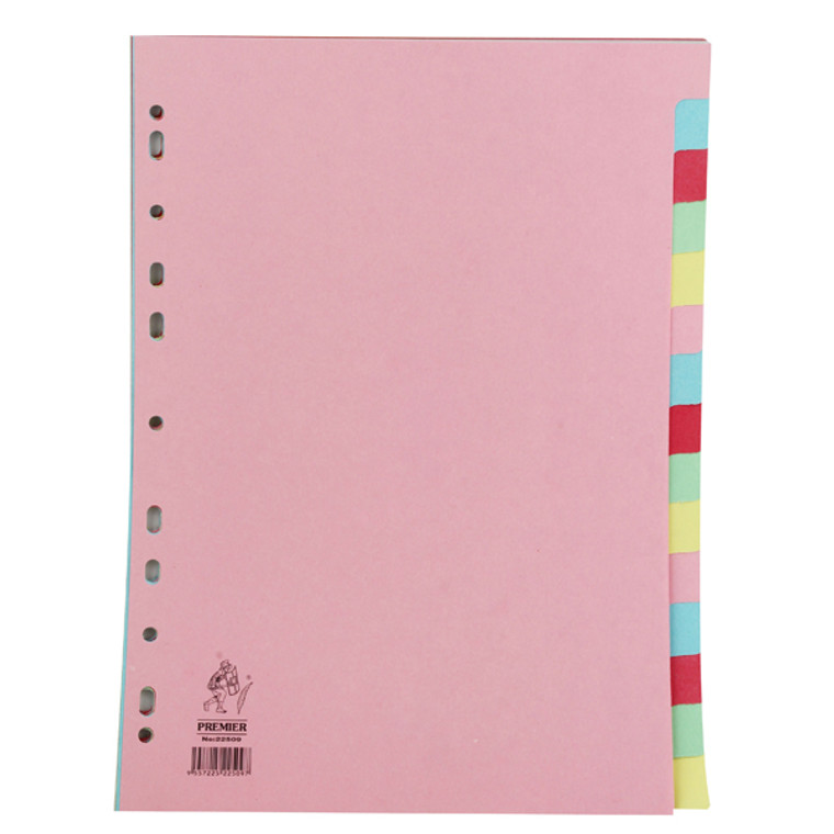 WX01516 A4 Manilla Divider 15-Part Pink With Multi-Colour Tabs WX01516