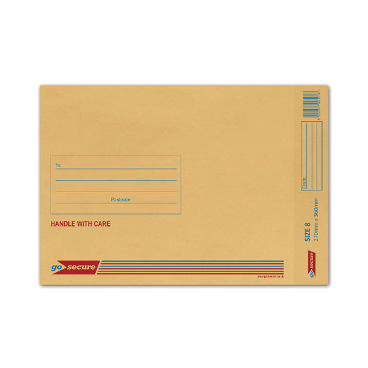 ML10066 GoSecure Bubble Lined Envelope Size 8 270x360mm Gold Pack 50 ML10066