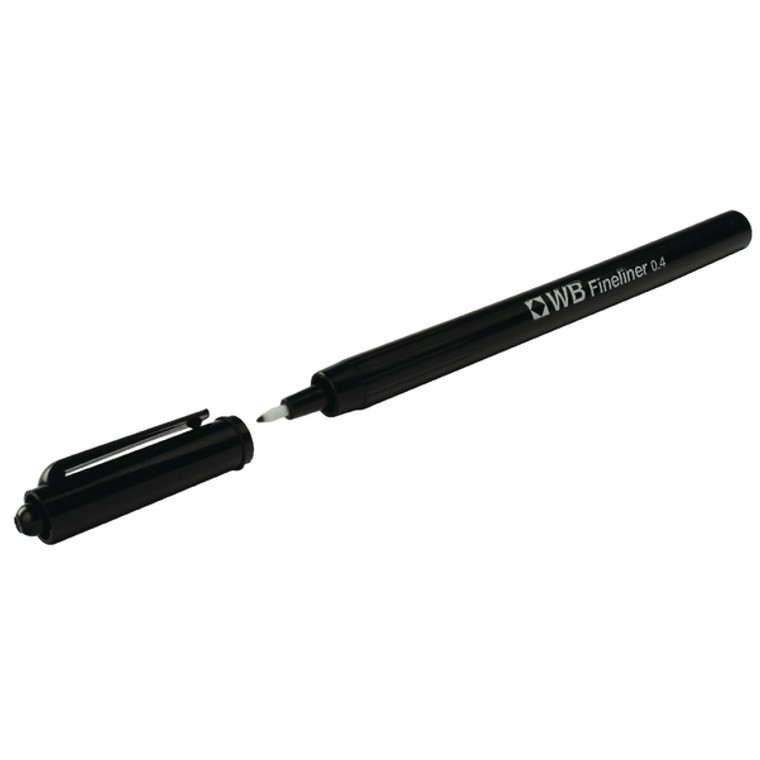 WX25007 Fineliner 0 4mm Black Pens Pack 10 WX25007