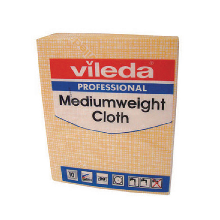 VIL04872 Vileda Medium Weight Cloth Yellow Pack 10 106402