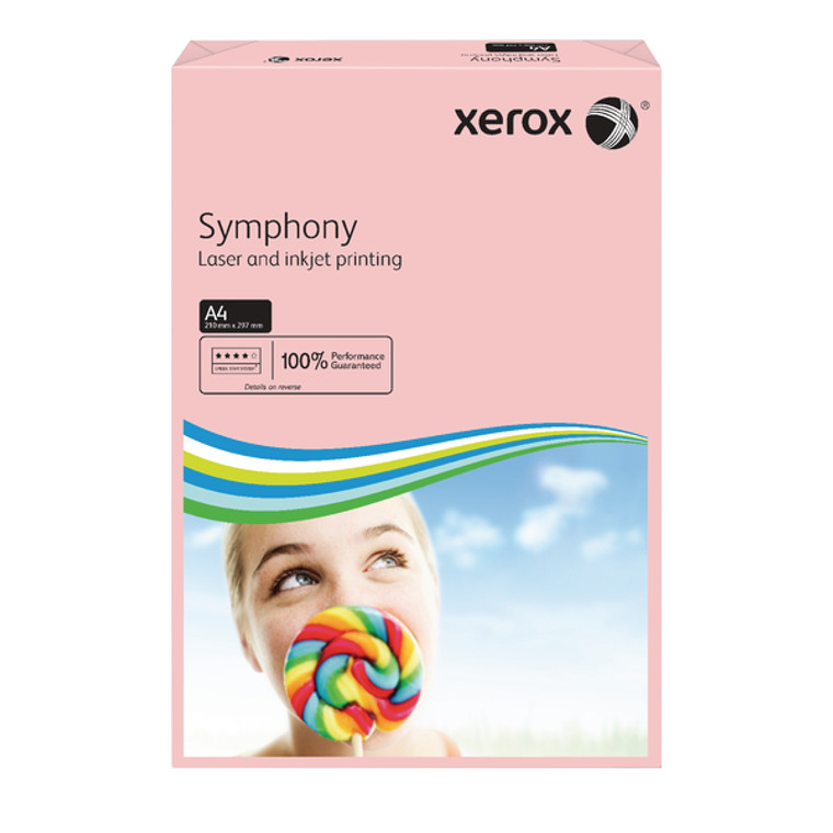 XX93970 Xerox Symphony Coloured A4 Paper 80gsm Pastel Tints Pink Ream Pack 500 003R93970