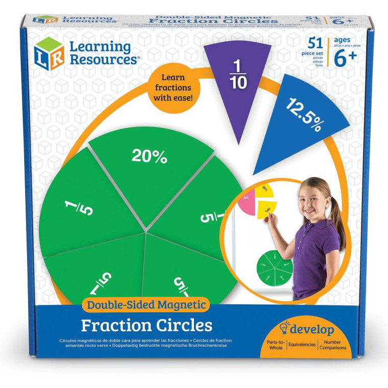 LER1616 Learning Resources Learning Resources Giant Double-Sided Magnetic Fraction Circles Demonstration Set